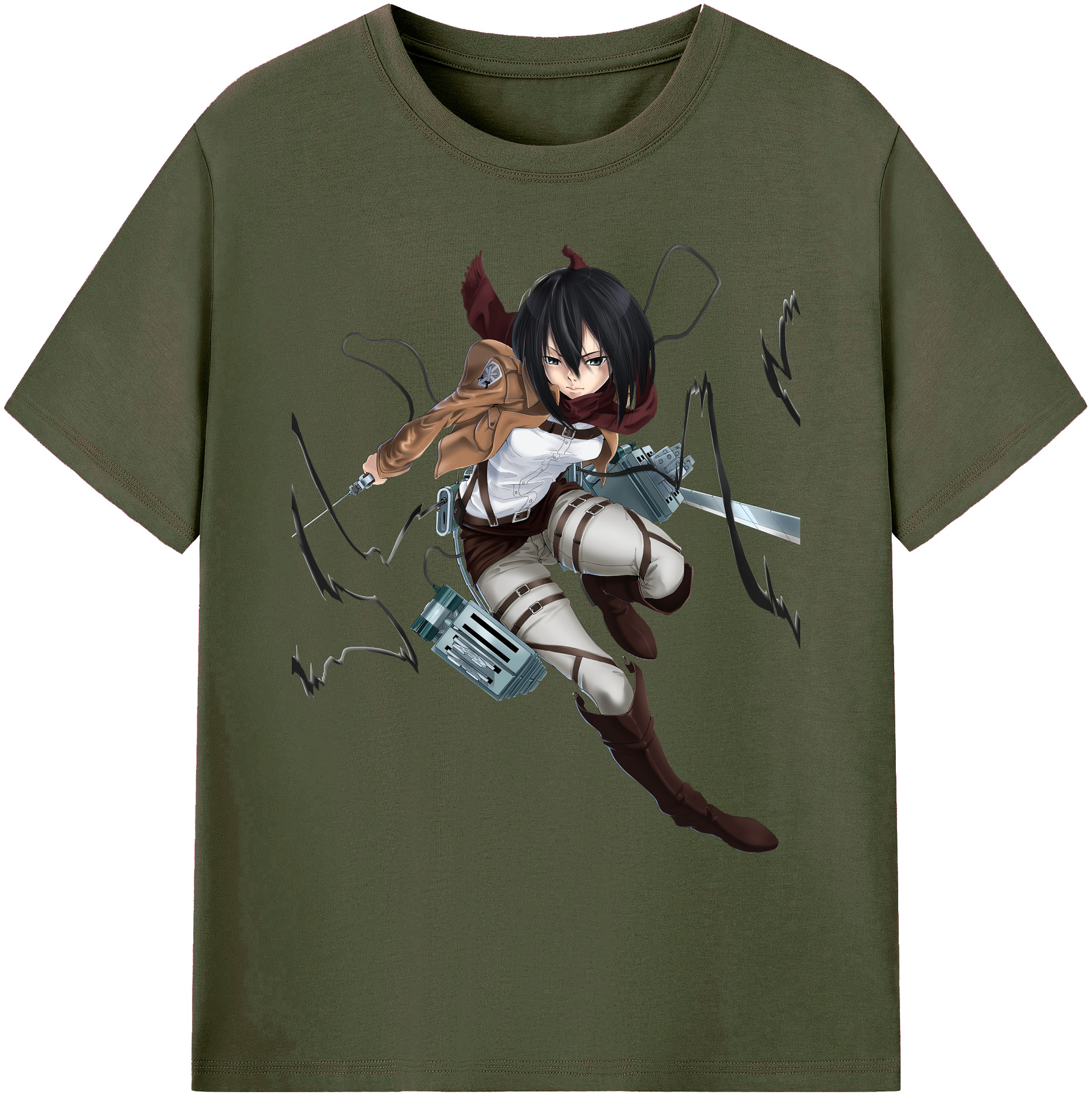 （画像用） 進撃の巨人 ミカサ·アッカーマン Attack on Titan Mikasa Ackerman 綿100％ メンズ半袖Tシャツ｜肌触りやわらか＆通気性